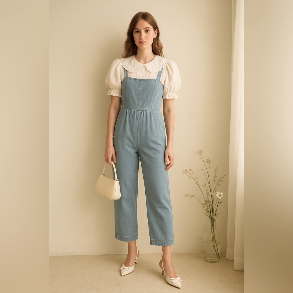 Caron Callahan Bethany Soft Cotton Denim Jumpsuit – Indigo, Made in USA, XS - Picture 4 of 7